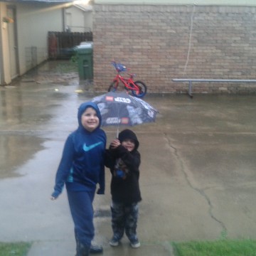 Playing in the rain!